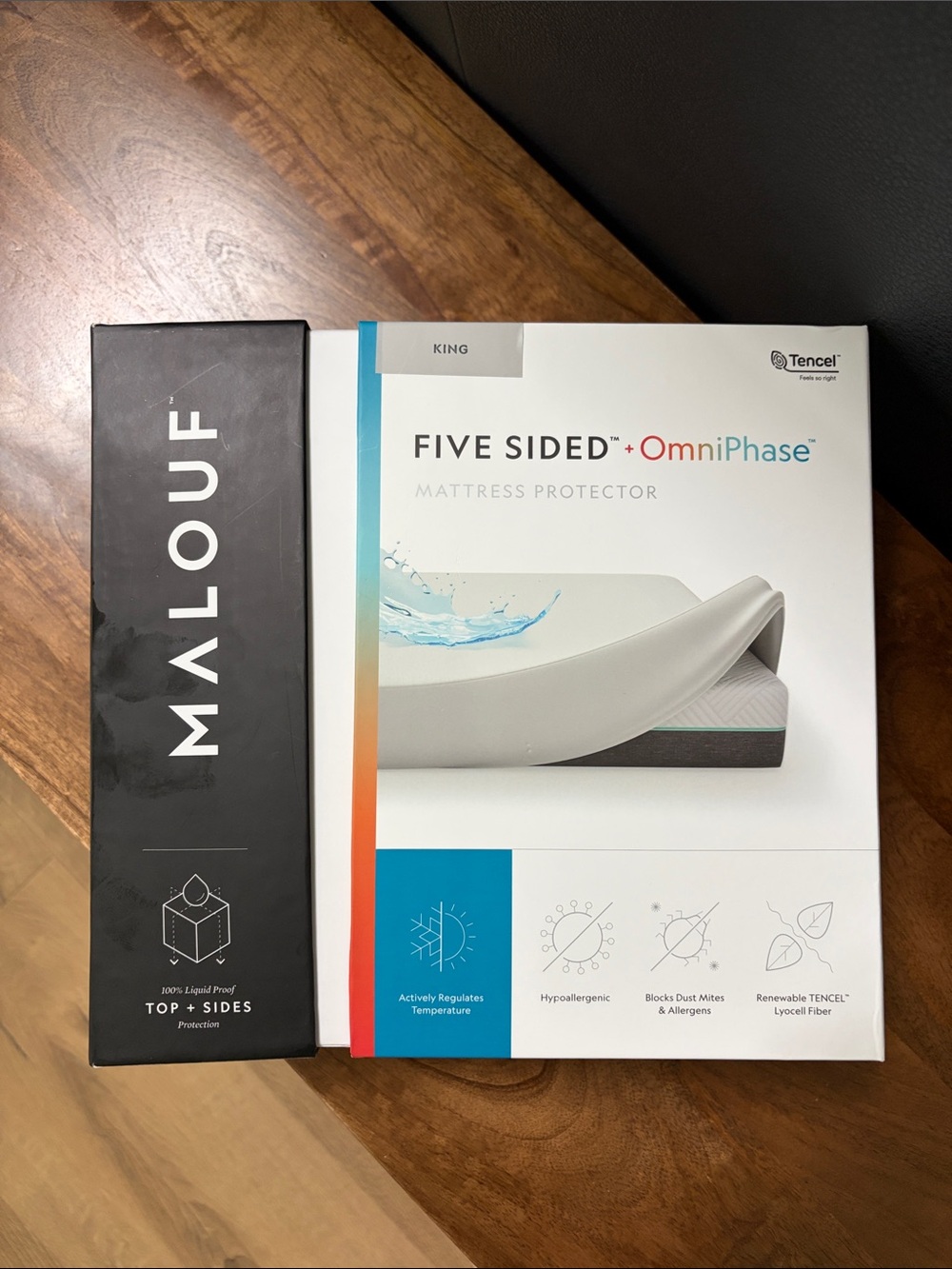 MALOUF & Five Sided OmniPhase King Mattress Protector - White